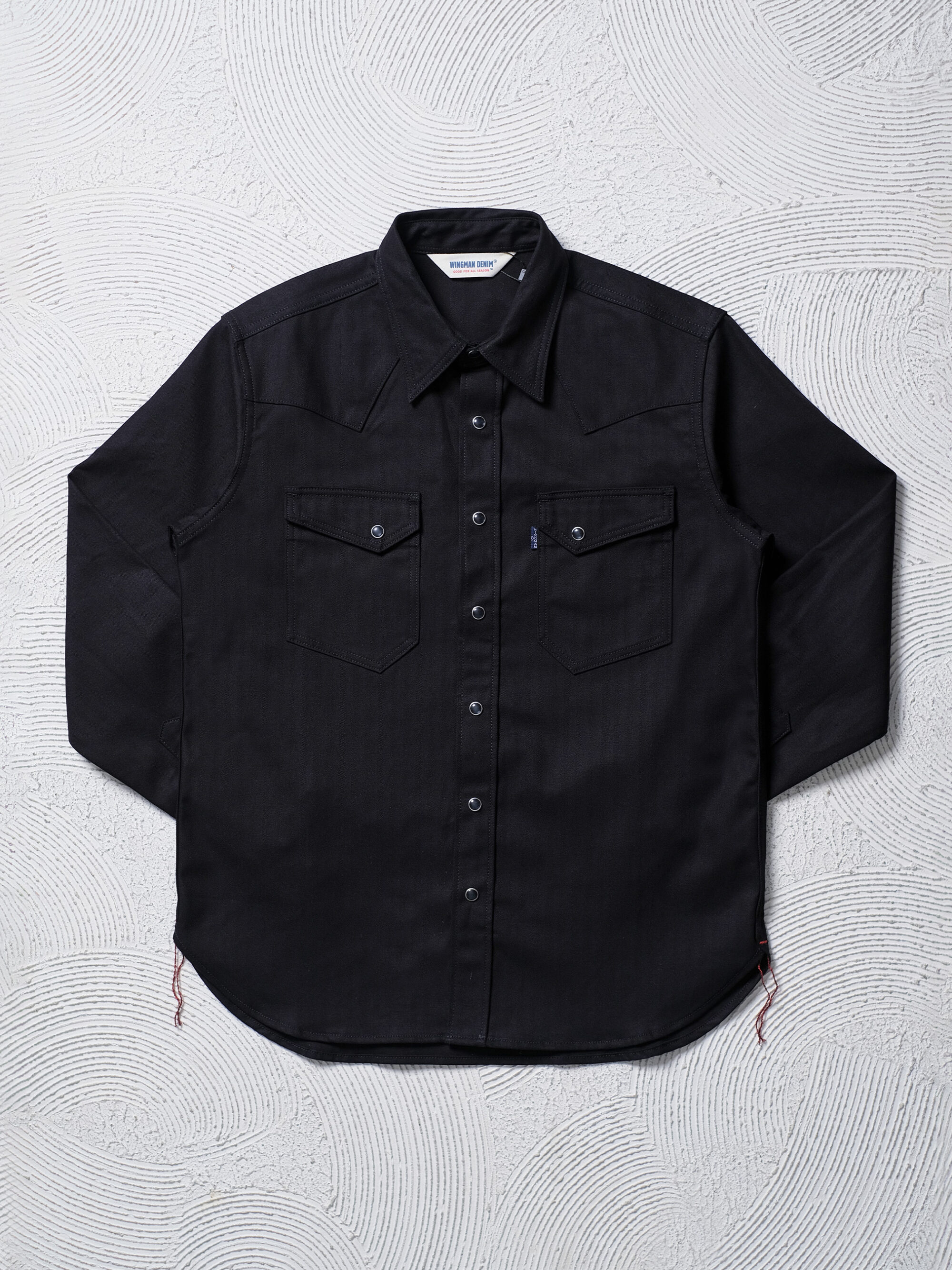 HERRINGBONE BLACK WESTERN SHIRT L/S