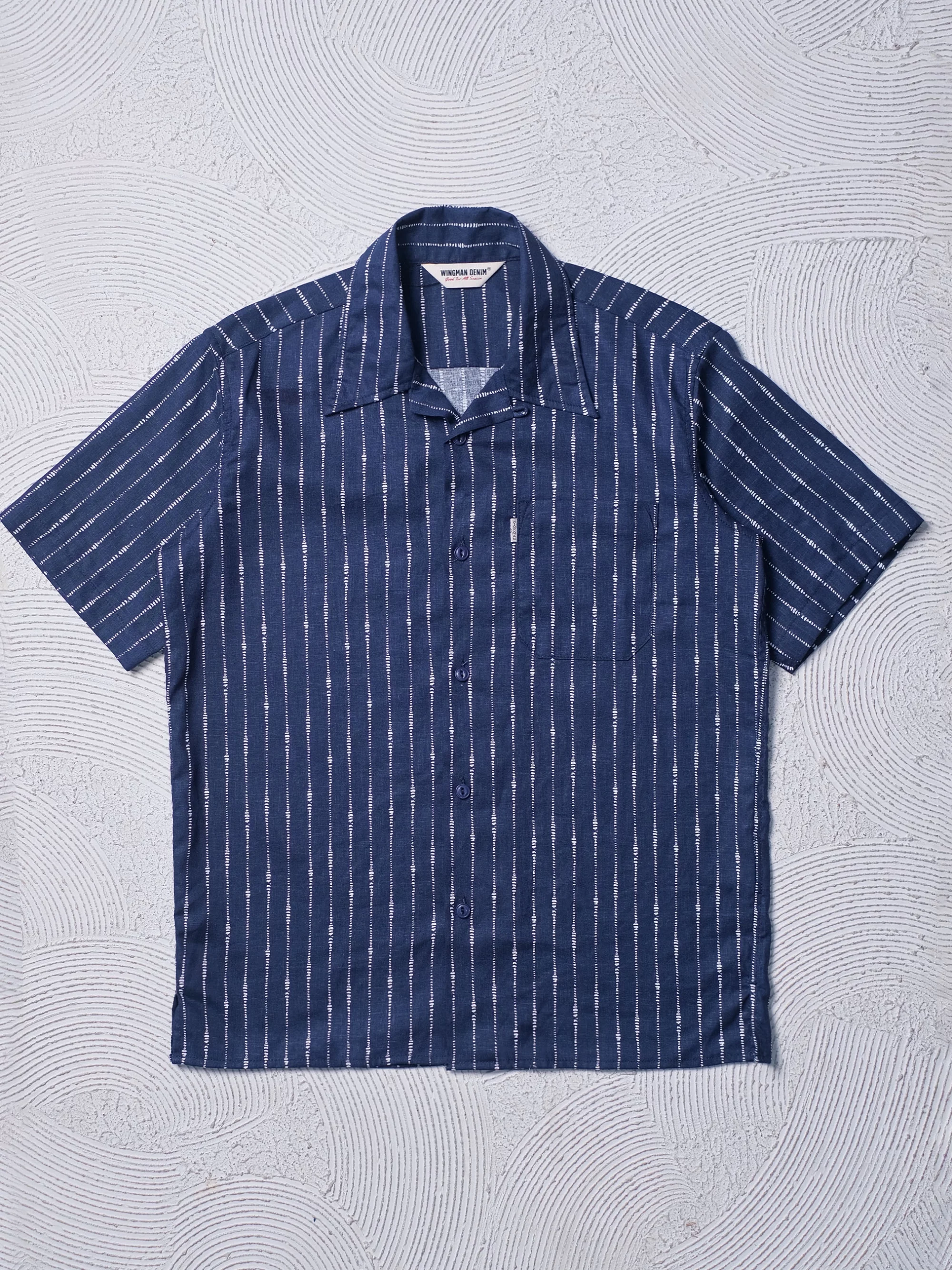 OPEN COLLAR - STRIPE DOTS NAVY