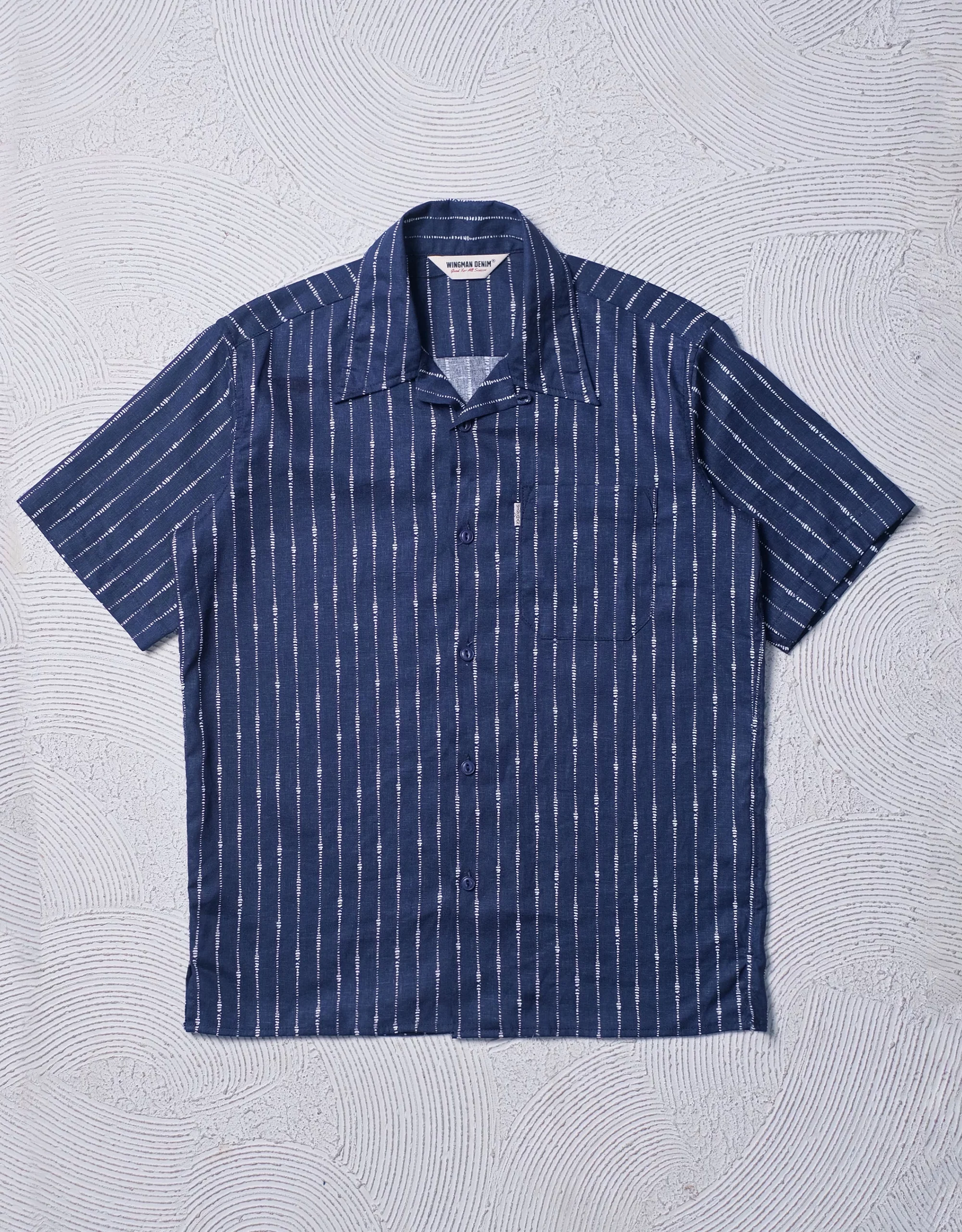 OPEN COLLAR - STRIPE DOTS NAVY