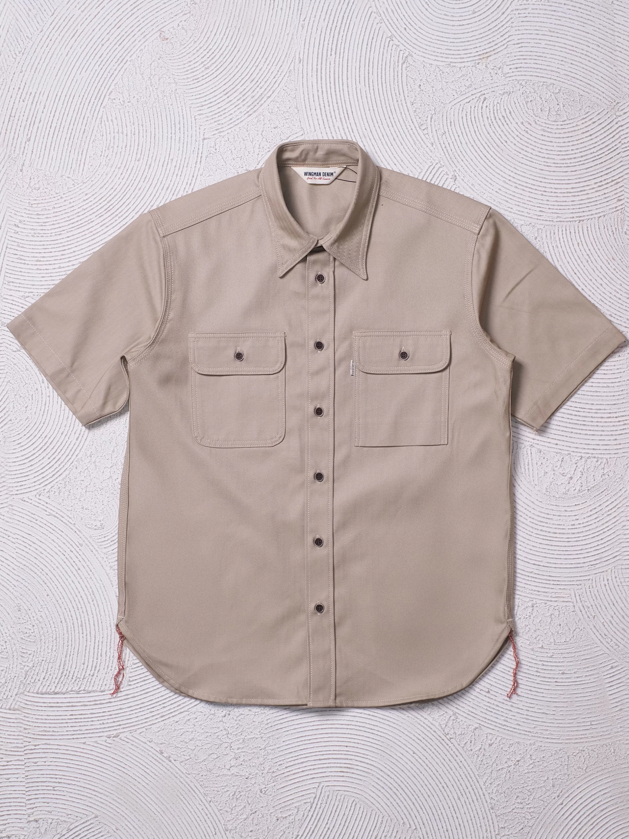 HERRINGBONE KHAKI -  WORK SHIRT S/S