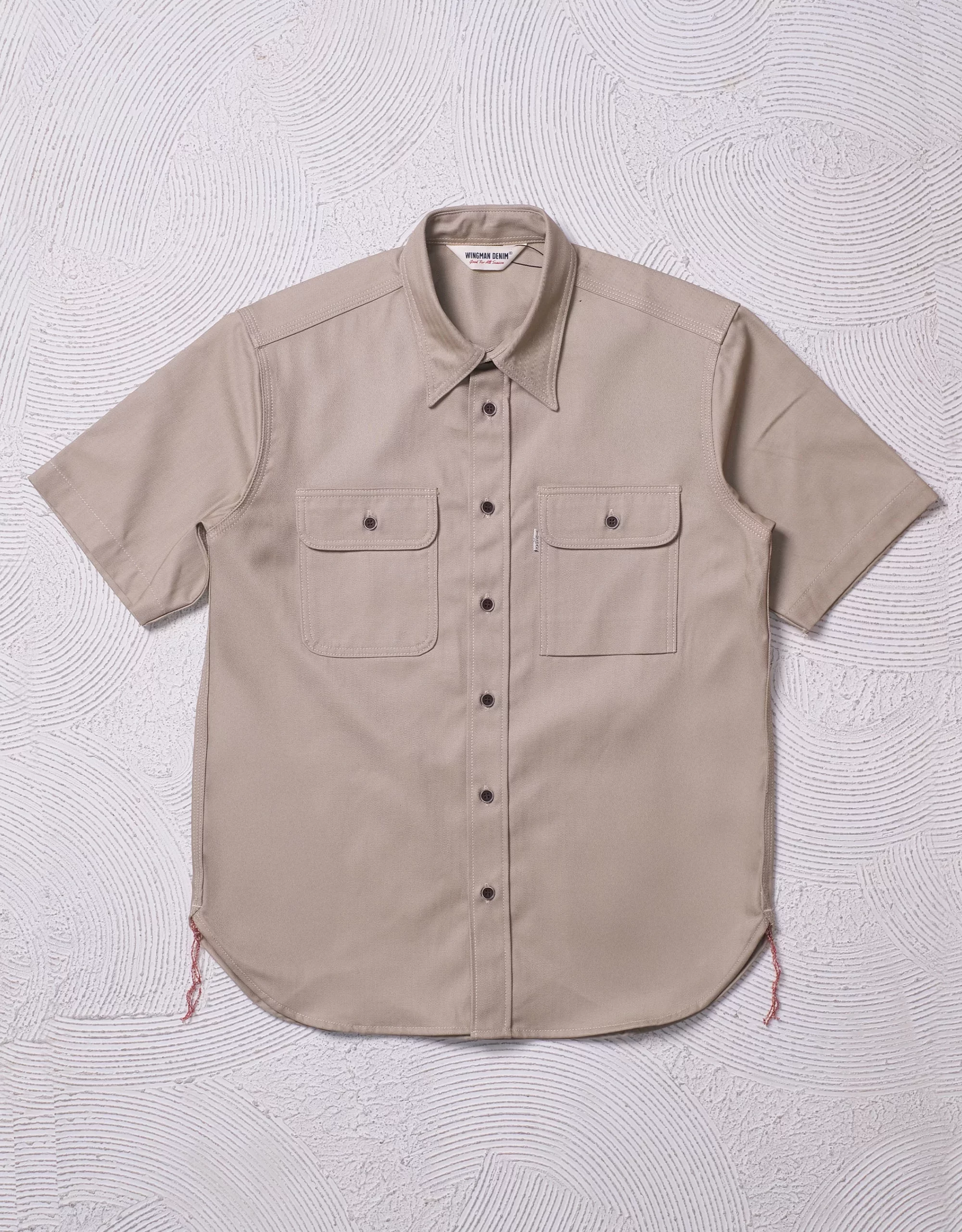HERRINGBONE KHAKI -  WORK SHIRT S/S