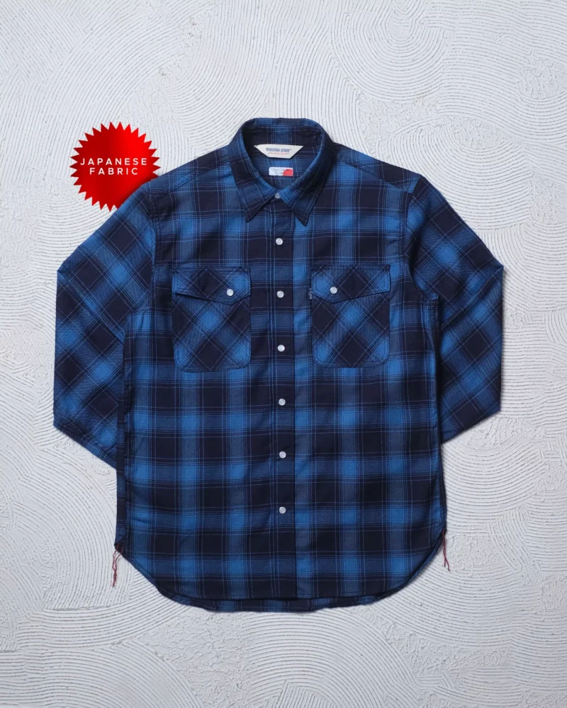 BLOCK CHECK - INDIGO ROPE DYED