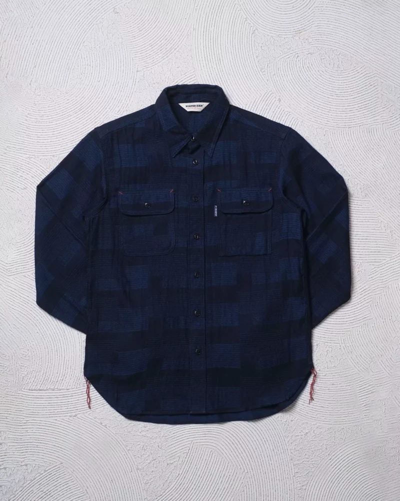 JACQUARD INDIGO - WORK SHIRT L/S